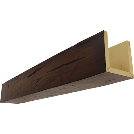 3-Sided (U-beam) Hand Hewn Endurathane Faux Wood Ceiling Beam, Premium Mahogany, 10W X 12H  X 8'L